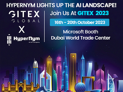 HyperNym is participating in GITEX 2023 dubaievent gitex2023 gitexglobal october2023 socialmediapost worldtradecenter