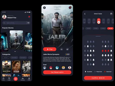 Movie / Cinema Ticket Booking App branding graphic design ui