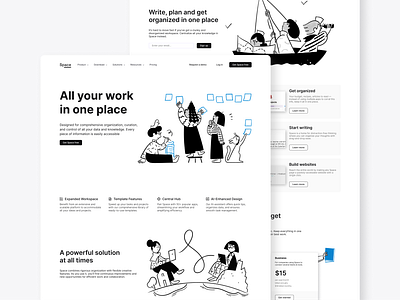 Minimalist Productivity Website Design Black and White app app design flat design illustration light mode logo minimalist mobile app mockups modern design notion productivity app ui ui design wireframes