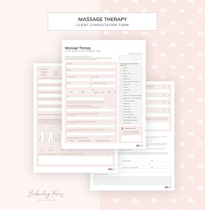 Massage Therapy consultation form client intake massage fors massage therapist business relaxation massage consent spa massage consultation therapeutic massage consent