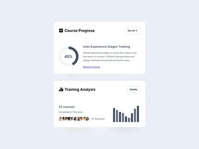 Progress Tracker - autolayout example 2 analysis auto layout avatar chart clean component course design look minimal pattern progress training ui