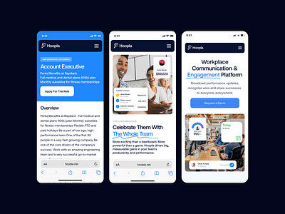 Hoopla — Web Design. Mobile Pages. clean design minimal mobile mobile design saas ui ux web design website design website mobile