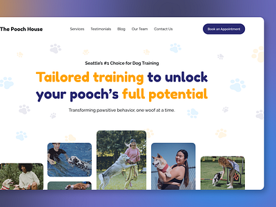 The Pooch House - Dog Training Website Design branding design dog website dribbble figma hero section illustration pet playful design ui web design website design