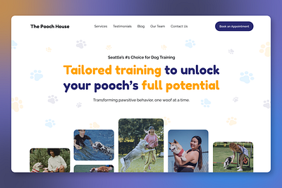 The Pooch House - Dog Training Website Design branding design dog website dribbble figma hero section illustration pet playful design ui web design website design