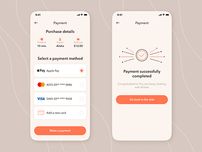 Payment screens app buy credit card design minimalism mob mobile mobile app payment payment method success screen ui ux uxui