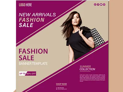 Social media banner design & Banner ads banner template branding custom design fashion fashion sale banner fashon sale shop flyer graphic design illustration modern online shop poster print design social media banner social media post template typography vector vector template