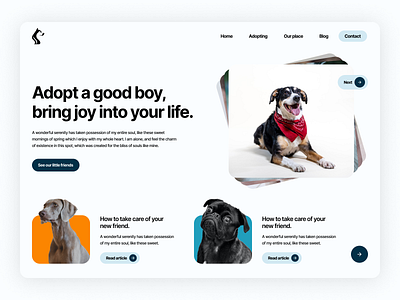 Dog Website Landing Page Inspiration above the fold design dog landing minimal ui ux website