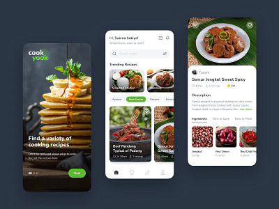 Cook Yook app chef cook cooking food ingredients menu mobile recipe recipes ui uiux user interface