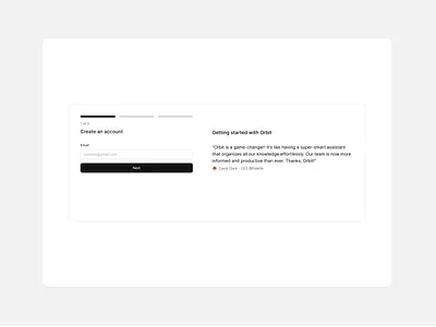 Getting started with Orbit form minimalist onboarding product saas saas design ui ux