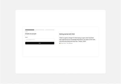 Getting started with Orbit form minimalist onboarding product saas saas design ui ux