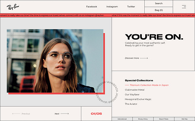 Rayban Concept Page branding design landing minamilsm portfolio rayban ui ux uxui veb web webstie