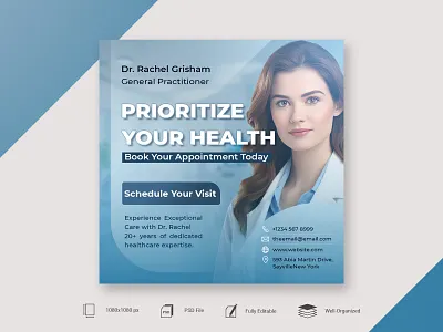 Doctor Social Media Banner Template instagram banner medical instagram template medical services social media template