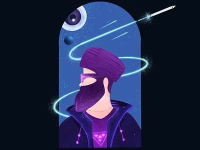 Self Portrait avatar branding character cyberpunk designer identity marvel personal brand procreate psychedelic space yondu