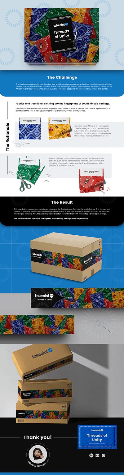 Threads of Unity | Takealot Heritage Day Competition 2023 box branding graphic design package
