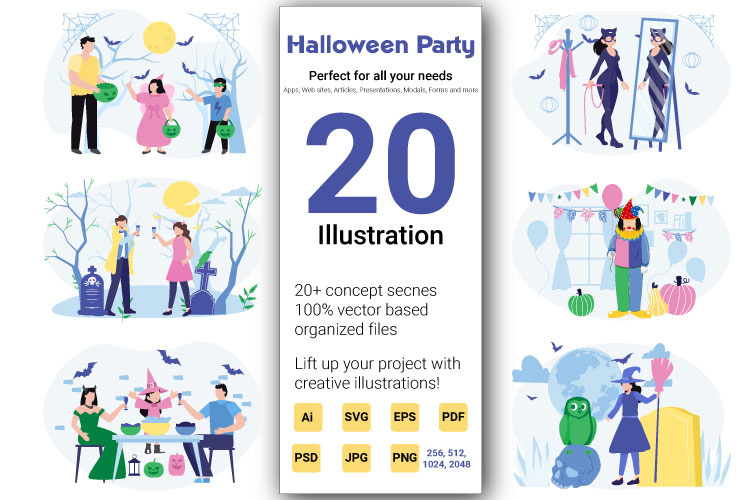 Halloween Party Illustration Pack