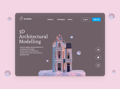 ArchDell - 3D Architectural Modelling Web App 3d concept creative design frontend graphic design home page illustration interface logo product design ui uidesign uiux user experience user interface ux uxdesign web design website