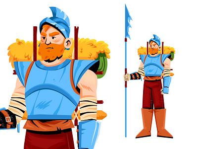 Warrior Fisherman character characterdesign dribbble fisherman flat flat design illustration illustrator lancer medieval new vector warrior