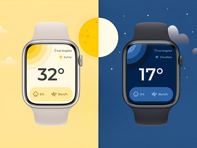 Weather App for Apple Watch app applewatch day design night perticipation sunny ui uidesign uiux ux watch weather weatherapp website wrist