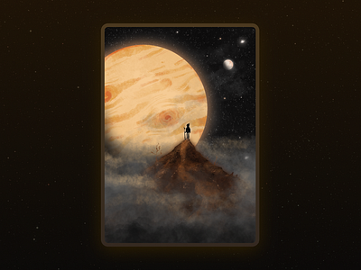 Space Wanderer eerie graphic horizon illustration landsscape lost mountain planets procreate space universe wanderer