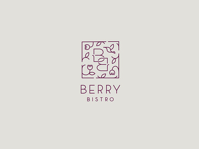 Berry Bistro Logo bird bistro custom design flowers identity line logo mark restaurant