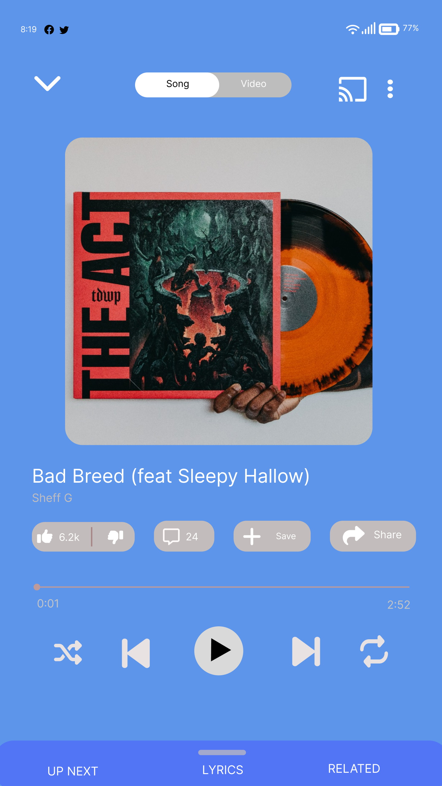 Replica of Youtube Music Player app graphic design replica ui ux