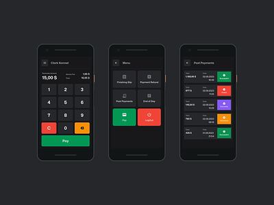Android POS Terminal android app dark mode driver finger friendly flat mobile app mona sans payment pos taxi terminal ui usability ux