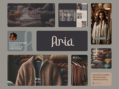 Aria: Knitwear brand aria brand branding clothes design fashion graphic design knitwear logo quetratech sweater typography visual brand