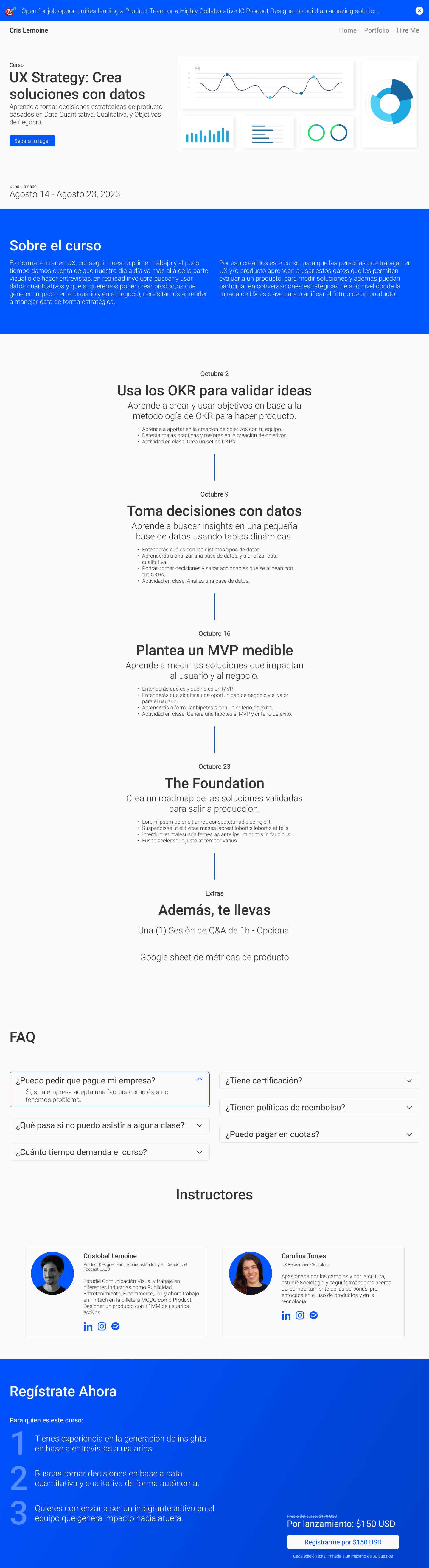 Cristobal Lemoine UX Strategy Course design designer graphic design ui uidesigner uiux ux webflow