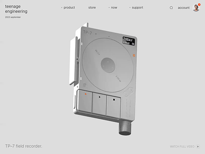 TP-7 field recorder - website concept 3d animation branding concept design device engineering graphic design interface logo motion graphics product recorder tp 7 typography ui ux web website