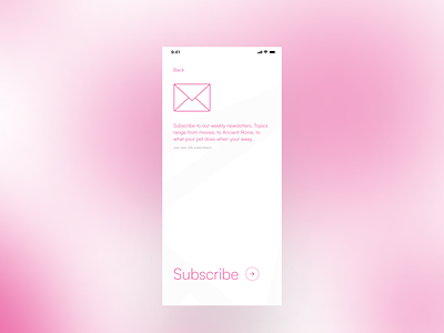 Daily UI 025 - Subscribe app branding design figma graphic design icon illustration logo mail newsletter pink subscribe ui ux