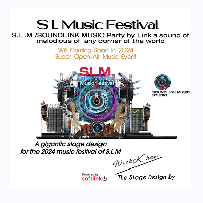 Stage design for the SoundLink Music 2024 S.L.M music Festival branding graphic design logo