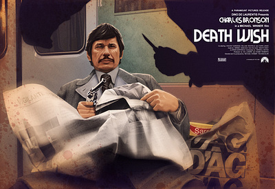 Death Wish book cover art comic book graphic novel illustration movie poster poster design retro