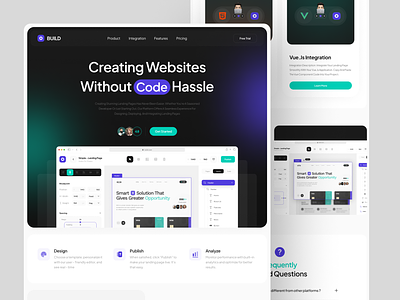 Build - No Code Website Builder aesthetich app application cms creative dashboard design layout minimalist product sass startup ui uiux website website builder wordpress