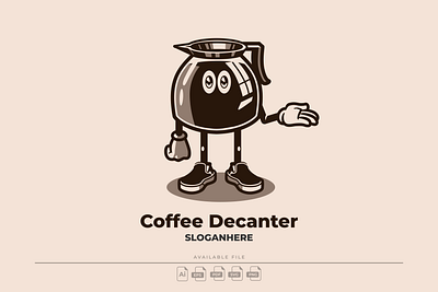 Coffee Decanter Mascot Logo animation cartoon coffee design food graphic design icon illustration logo mascot vector