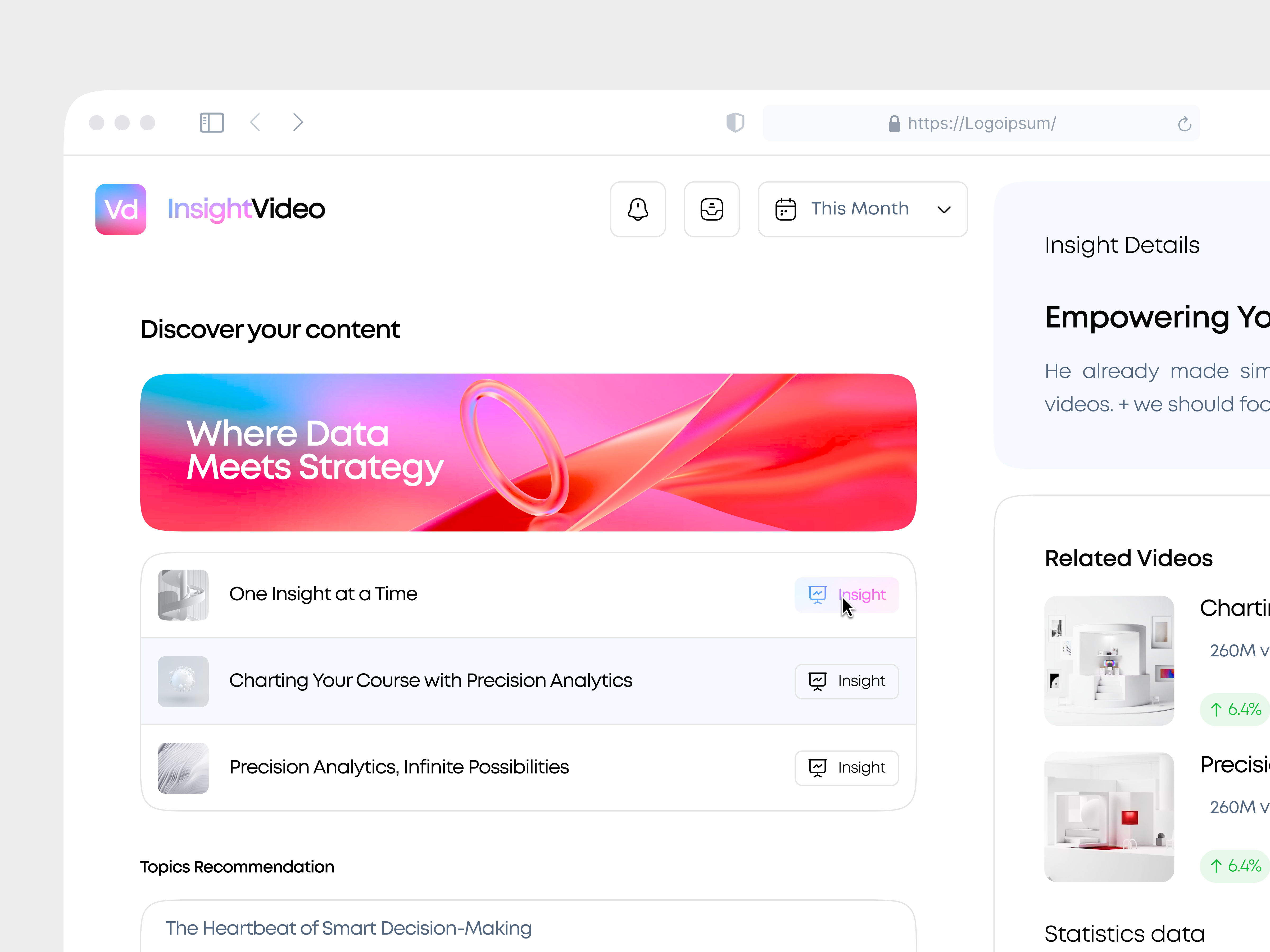 Insight Your Video - Dashboard Apps admin anaytics chart dashboard dashboard app data graph insight statistics stats video
