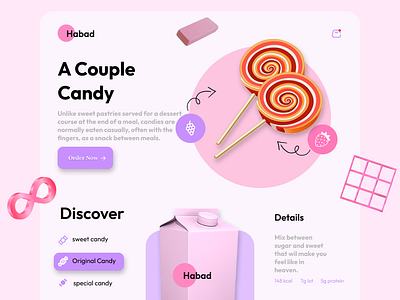 Candies | Landing page design illustration ui ux web design