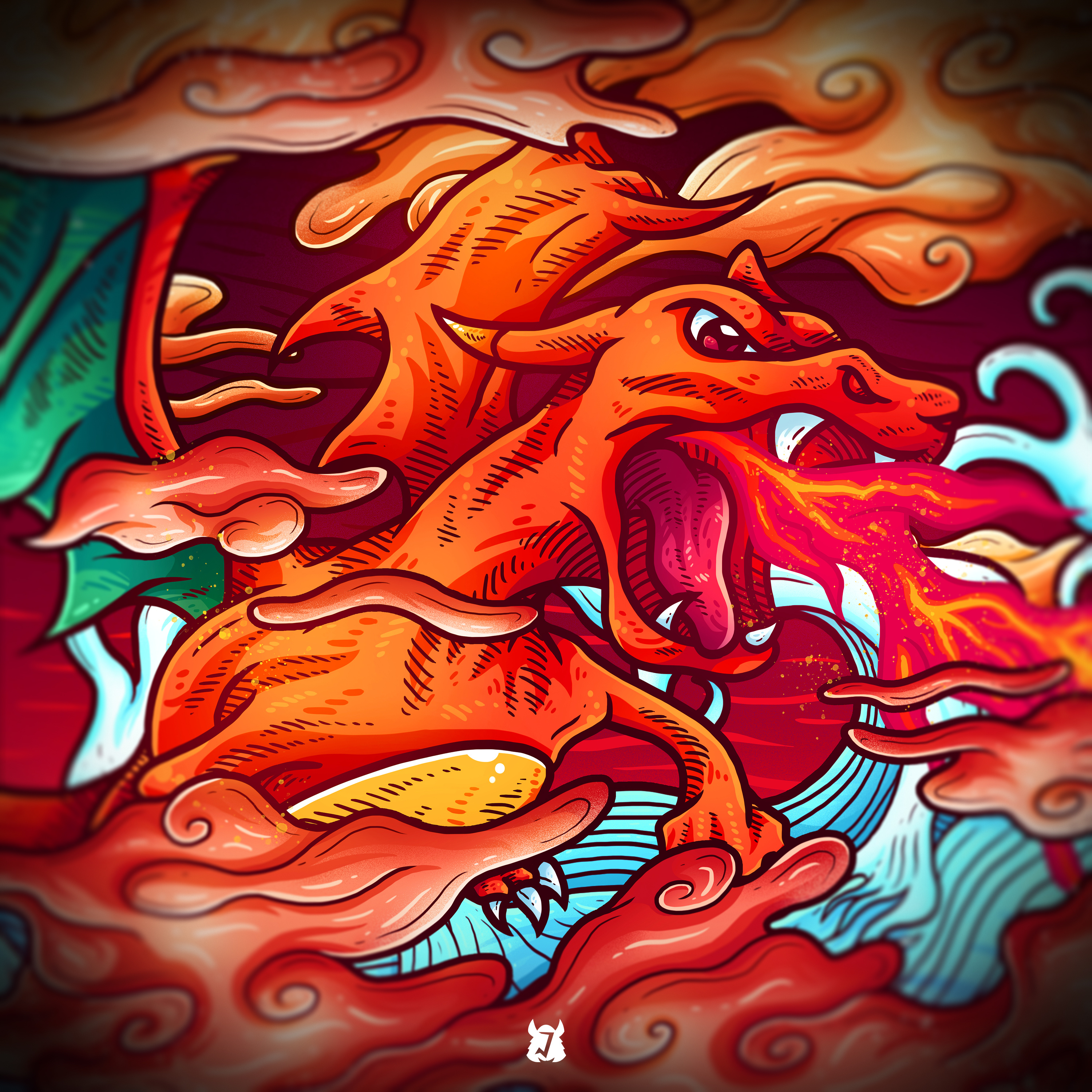 Charizard "The Glurak" Pokemon anime art cartoon character design charizard design dragon graphic design illustration indonesia logo manga mascot merchandise mousepad design nintendo pokemon skateboard design vector
