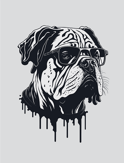 Handsome Bulldog adobe illustrator artwork bulldog digital art dog doglover drawing portrait poster t shirt design