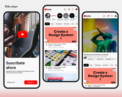 Video player application design call to action components design figma filters motion ui player prototiping prototype ui user centered design ux video player web design youtube