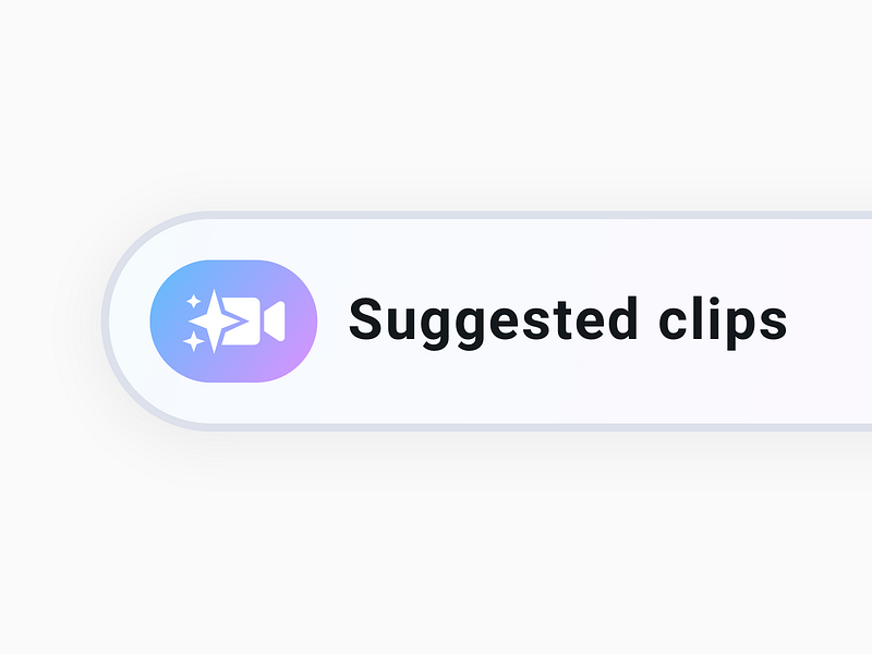 AI Suggested Clips ai app artificial intelligence branding clean creator design editing icon illustration interface logo minimal podcast podcasting product simple ui ux web