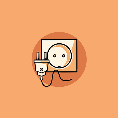 Simple Electric Socket Cartoon Illustration branding connection point