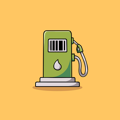 Simple Gas Station Icon Cartoon Illustration branding refill