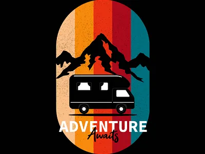 Adventure Awaits T shirt design branding design graphic design illustration social media post t shirt