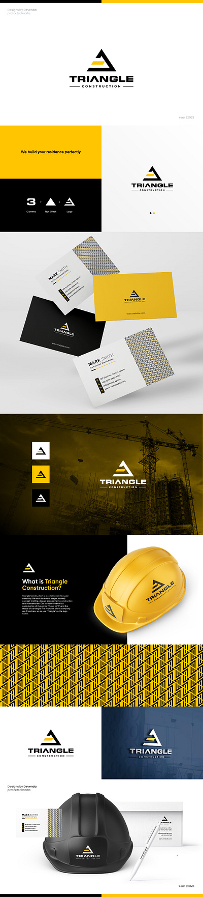 Logo & Brand Identity Pack for Triangle Construction 3 3 logo brand branding construction design graphic design identity logo logo design triangle triangle logo visual identity