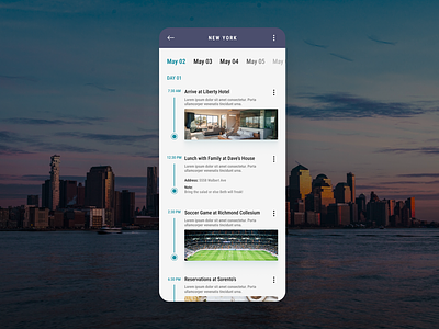 Daily UI - 079 | Itinerary App ✈️ activity app calendar clean colour daily ui 79 itinerary management new york organize plan productivity schedule task to do list travel app trip planner ui ux vacation