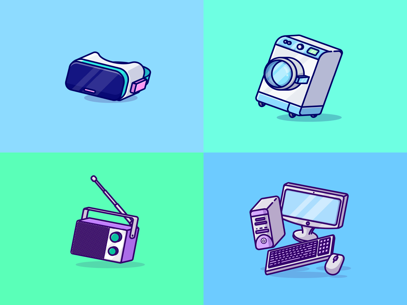 Electronic Stuff Collections🎤🎧📢📻📷💻📺 by Satisfactoons on Dribbble