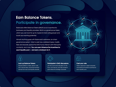 Balanced | Governance showcase blockchain branding content content design crypto design graphic design landing page minimal vector web website