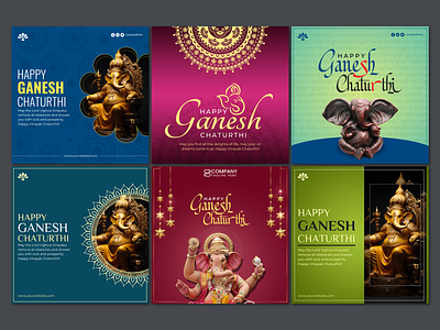 Ganesh Chaturthi Social Media Posts celebration chaturthi post festival ganesh ganesh chaturthi graphic design hindu festival indian festival instagram post lord ganesha social media social media banner social media design social media post social media post design vinayak chaturthi