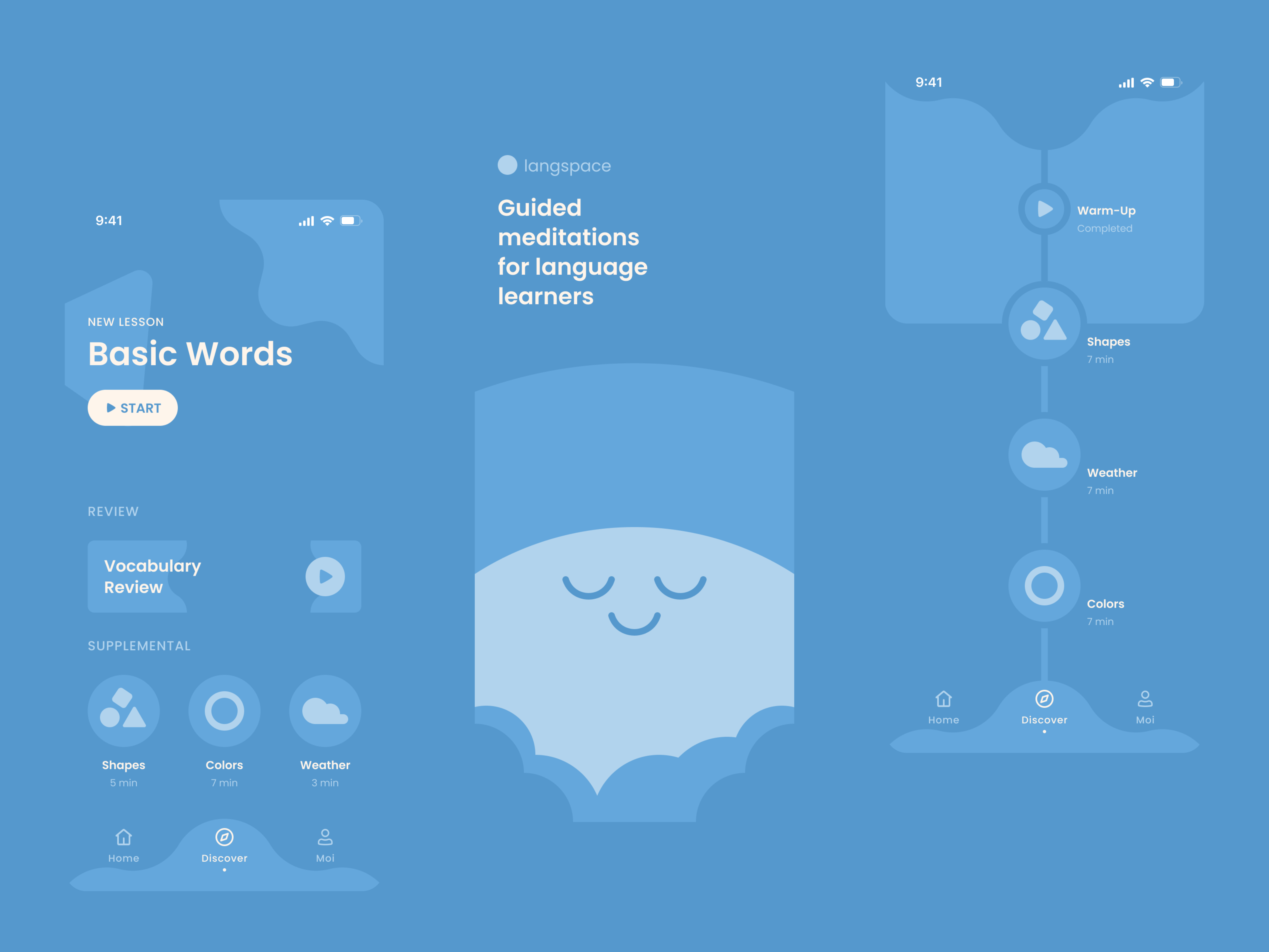 Meditation + language learning app | minimal 2-bit design 2 bit app app design design edtech education ios iphone language language learning learning meditation minimal mobile mobile app phone ui uiux ux