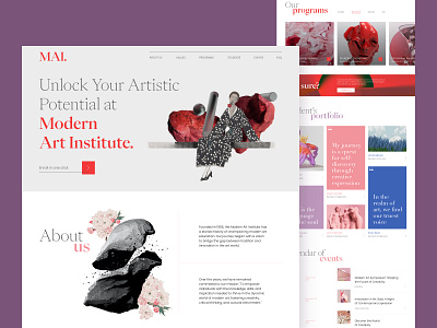 Landing Page Design | Modern Art Institute art collage design fireart graphic design illustration landing page ui website